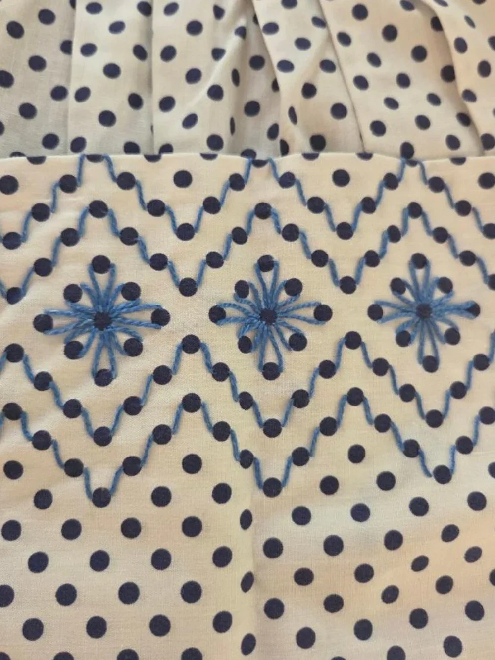 Vintage Style Handmade Polka Dot Apron Embroidered Cottage Farmhouse Kitchen